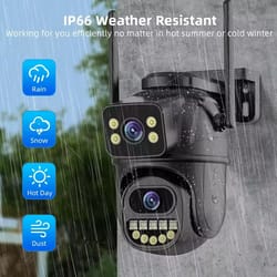 outdoor wifi surveillance camera with dual lens and digital zoom, ai human detect