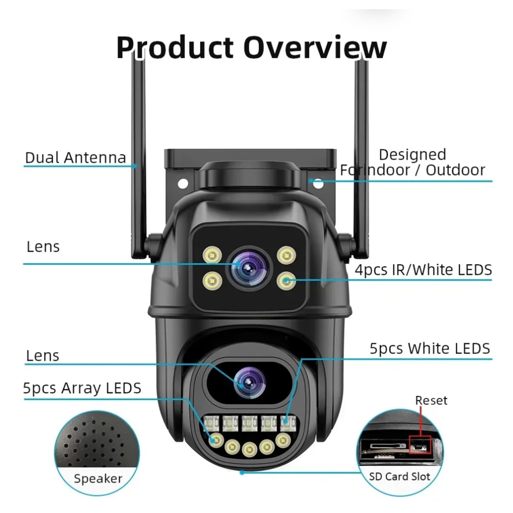 Outdoor WiFi Surveillance Camera With Dual Lens And Digital Zoom AI Human Detect 6