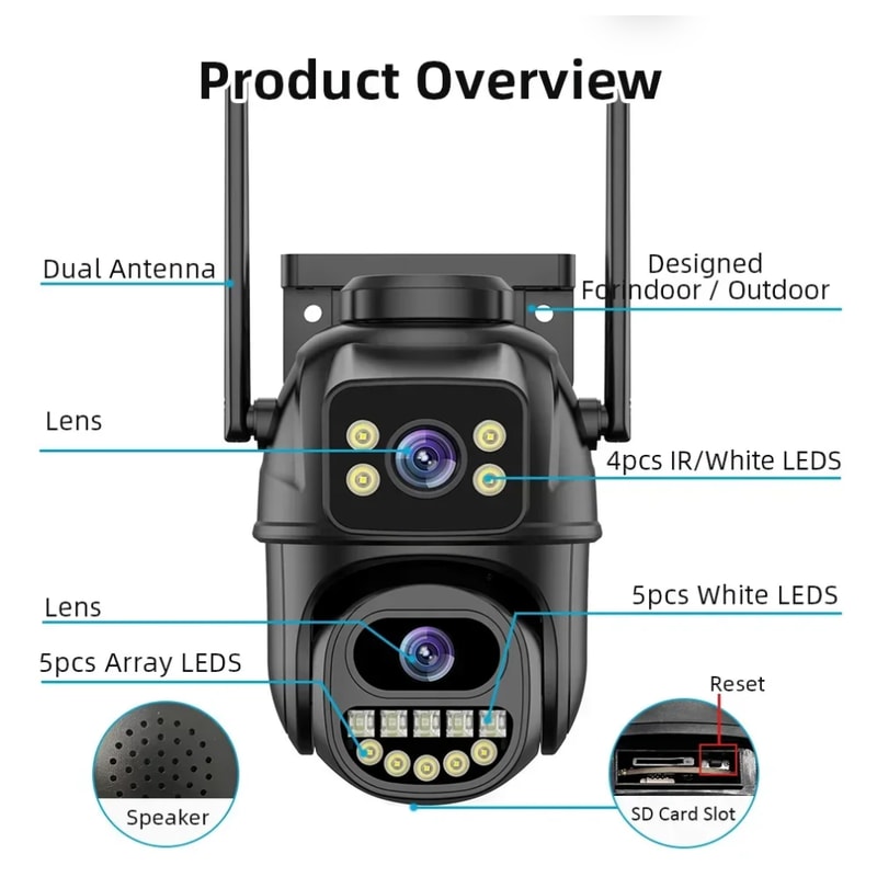 Outdoor WiFi Surveillance Camera With Dual Lens And Digital Zoom AI Human Detect 6