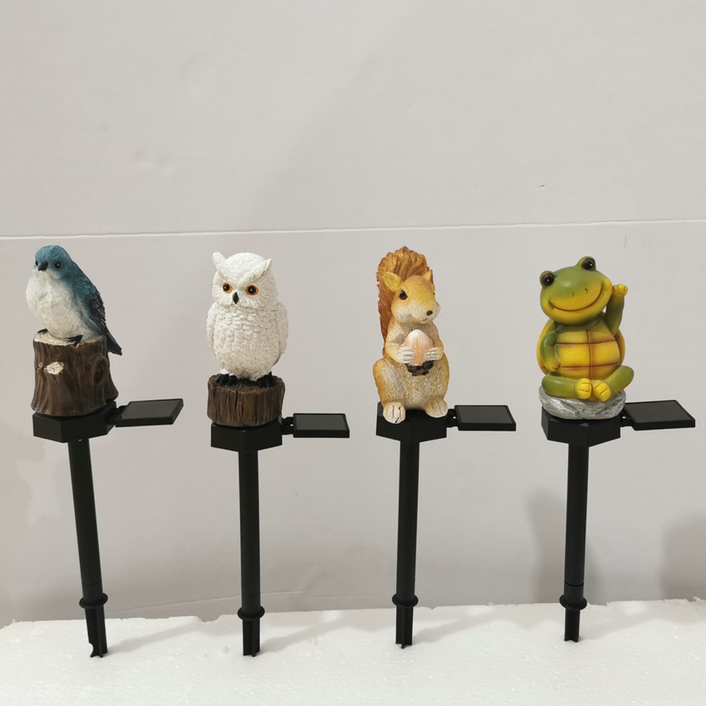 Waterproof Cute Animal Outdoor Solar Garden Light, Figurine Statue Ornament for Pathway, Patio, Lawn Decor