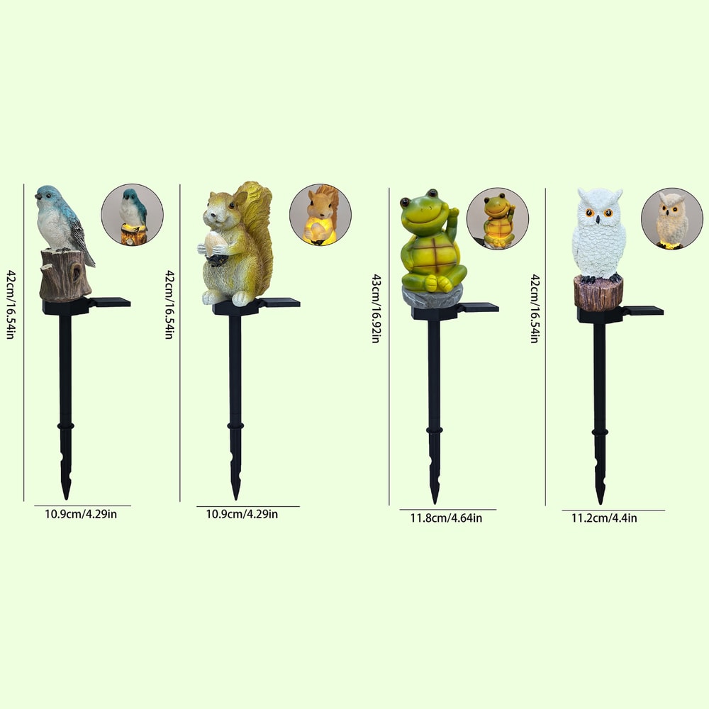 Waterproof Cute Animal Outdoor Solar Garden Light, Figurine Statue Ornament for Pathway, Patio, Lawn Decor