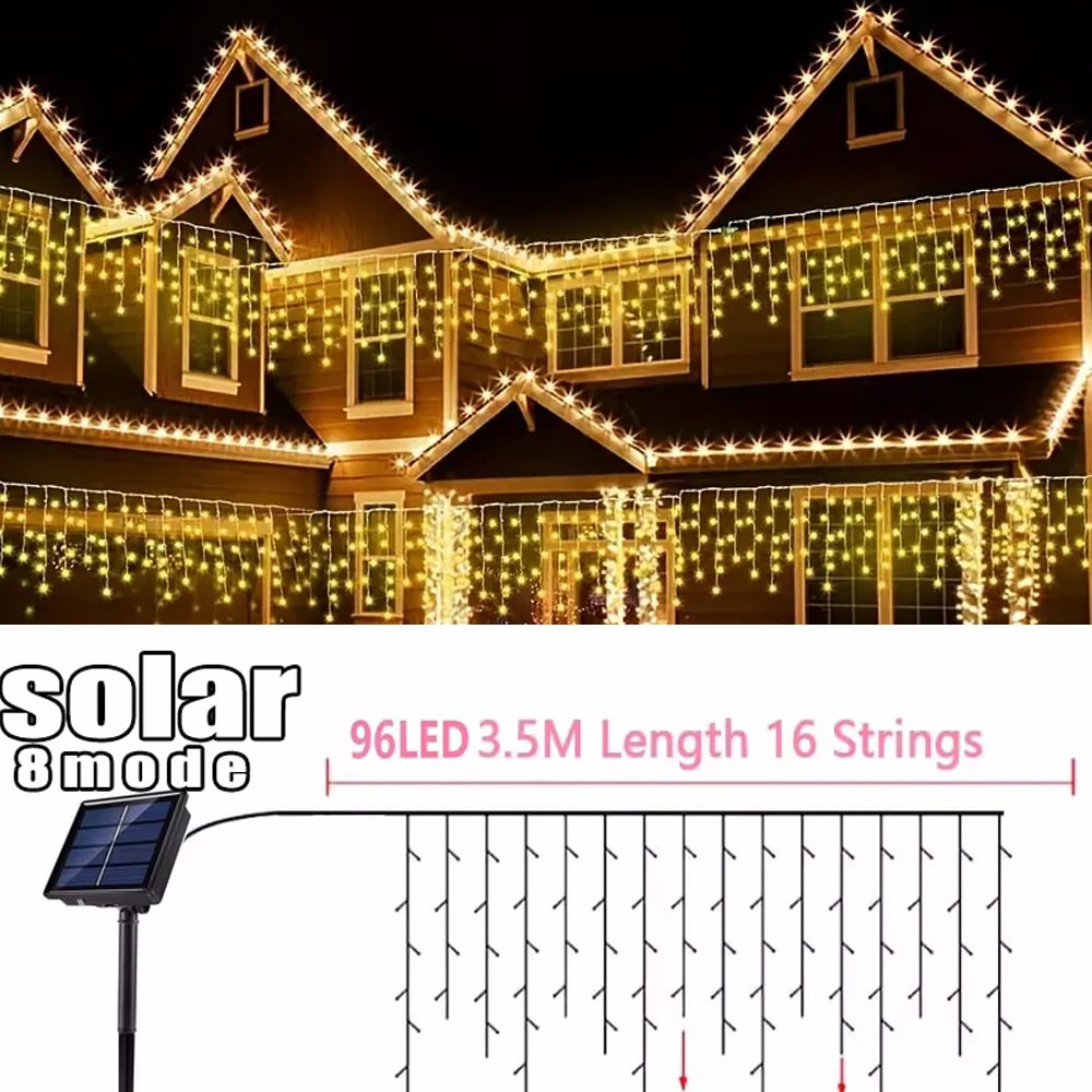 Solar LED String Lights Waterproof Outdoor Garden Fairy Twinkle Lights Christmas Party Decor IP65 W 2
