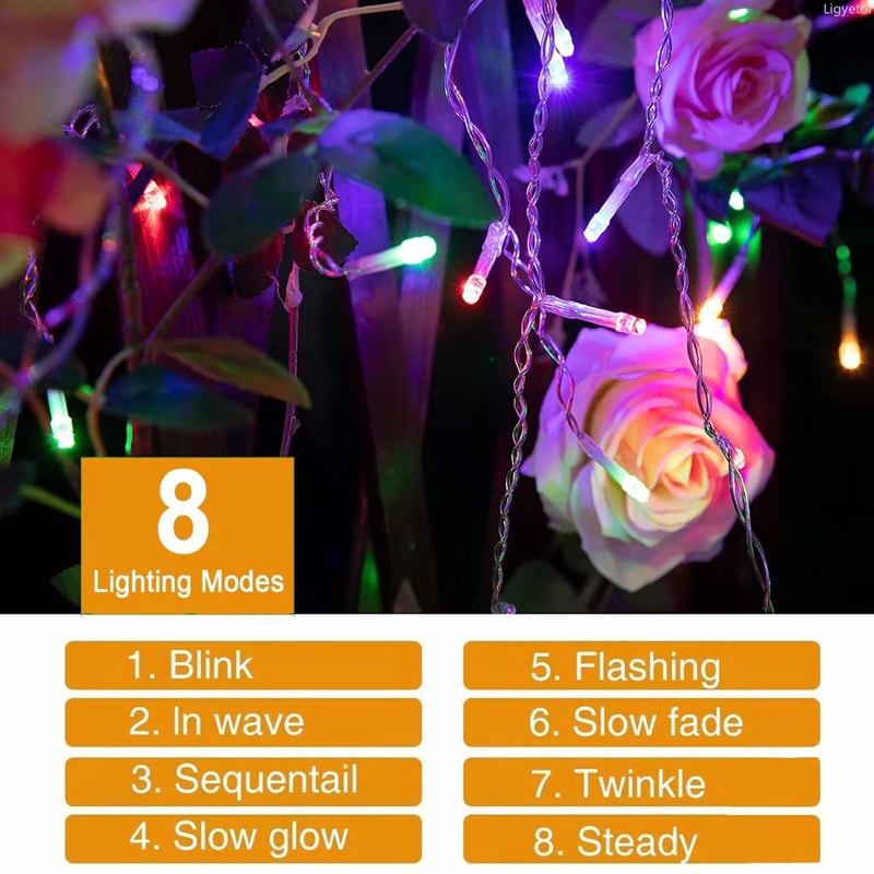 Solar LED String Lights Waterproof Outdoor Garden Fairy Twinkle Lights Christmas Party Decor IP65 W 3