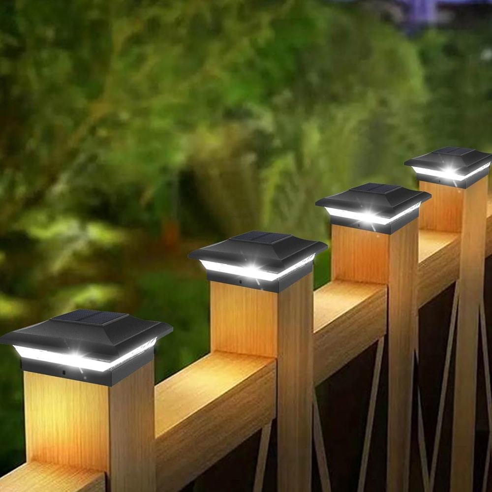 Waterproof Solar Post Lamp, Set for Outdoor Garden Fence, Landscape Pillar Head Light