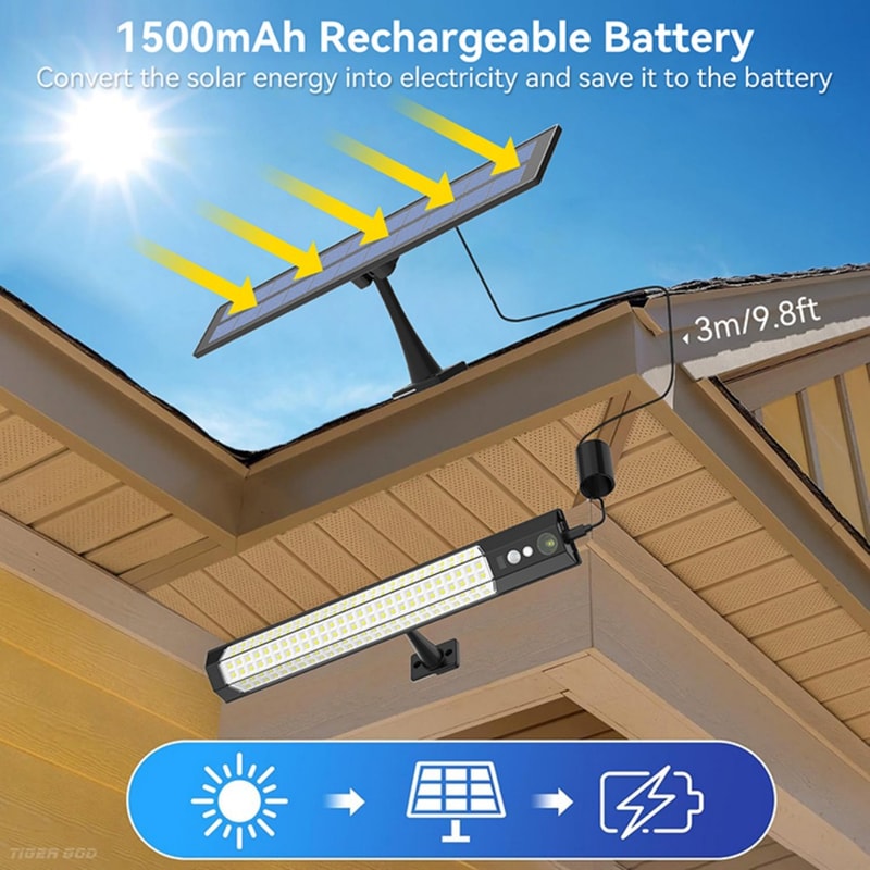 Motion Sensor Solar Light, Waterproof LED Lamp, Rechargeable Security Lighting for Yard, Fence, Shed, Outdoor Use