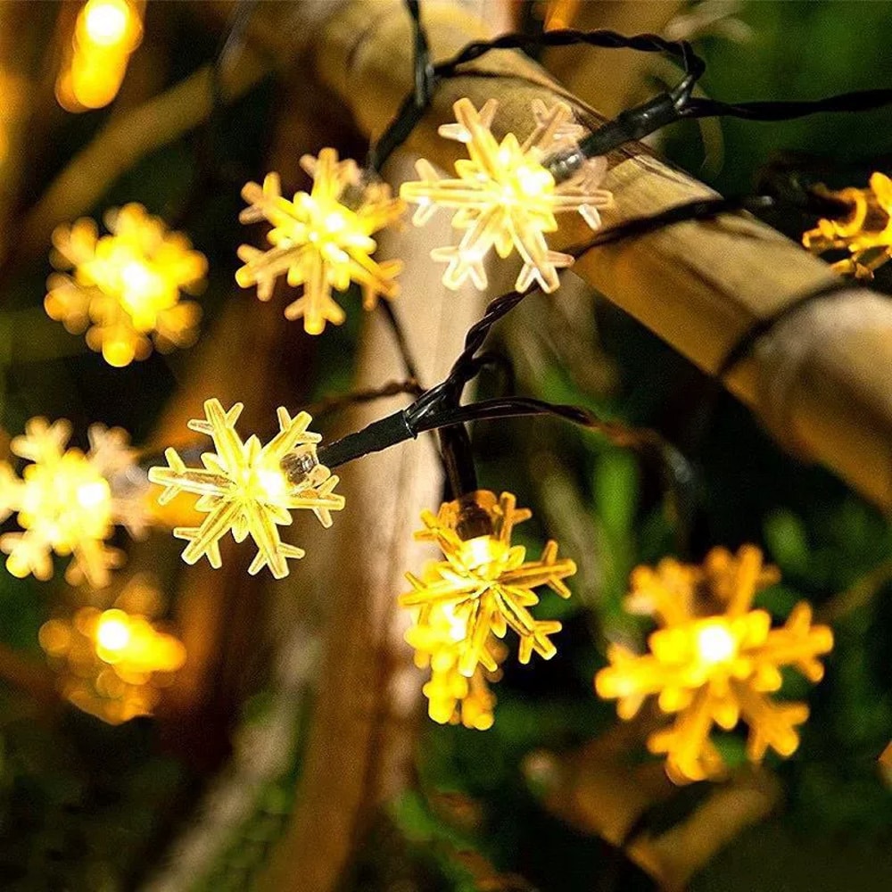 Snowflake Solar Light String LED Outdoor Solar Lamp for Holiday Party Garland Decoration