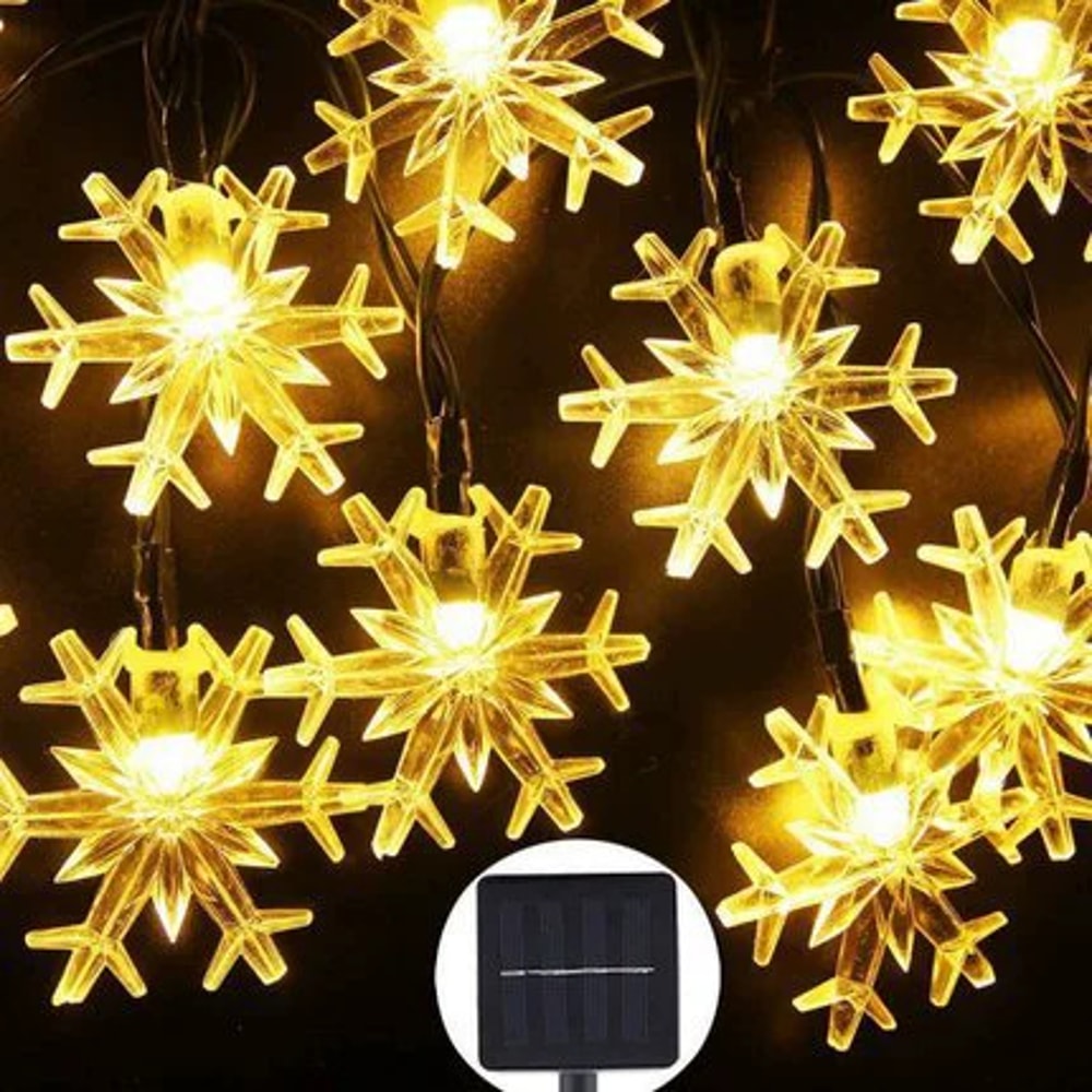 Snowflake Solar Light String LED Outdoor Solar Lamp for Holiday Party Garland Decoration