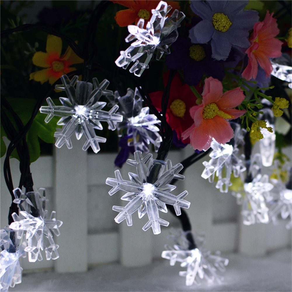 Snowflake Solar Light String LED Outdoor Solar Lamp for Holiday Party Garland Decoration