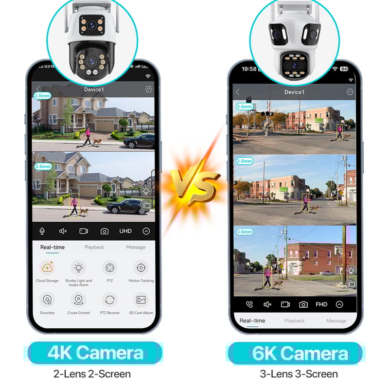 Outdoor HD Three Screen IP Camera Auto Tracking WiFi Security Camera Dual Lens Wireless CCTV 5