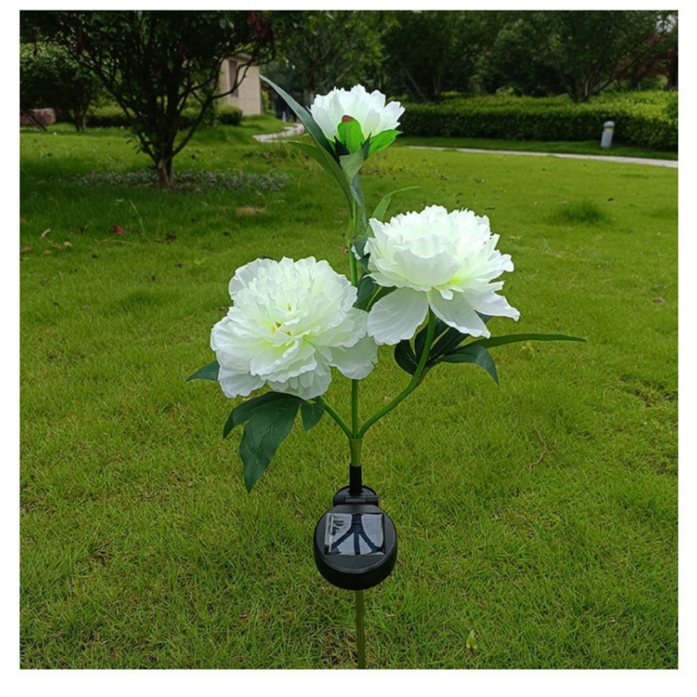 Waterproof Solar Garden Lights Head Peony Flowers For Yard Outdoor Lawn Decor Pathway Pink Lights 6