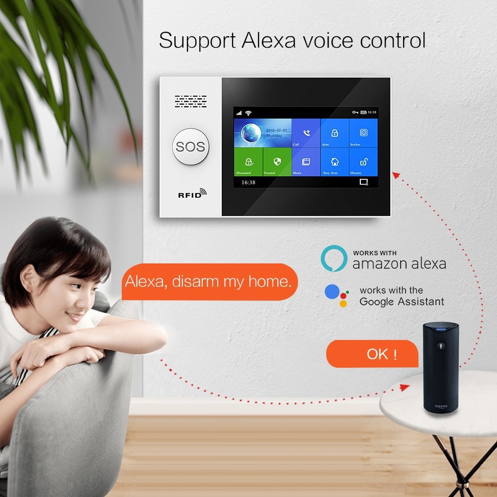 WiFi Security System With Wireless Home Alarm Touch Screen Alexa Google Compatible 1