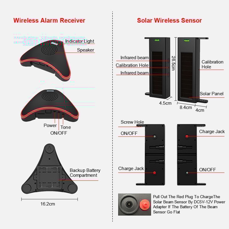 Solar Wireless Security System Wireless Range 60 Meters Sensor Range DIY Home Security Alerts 2