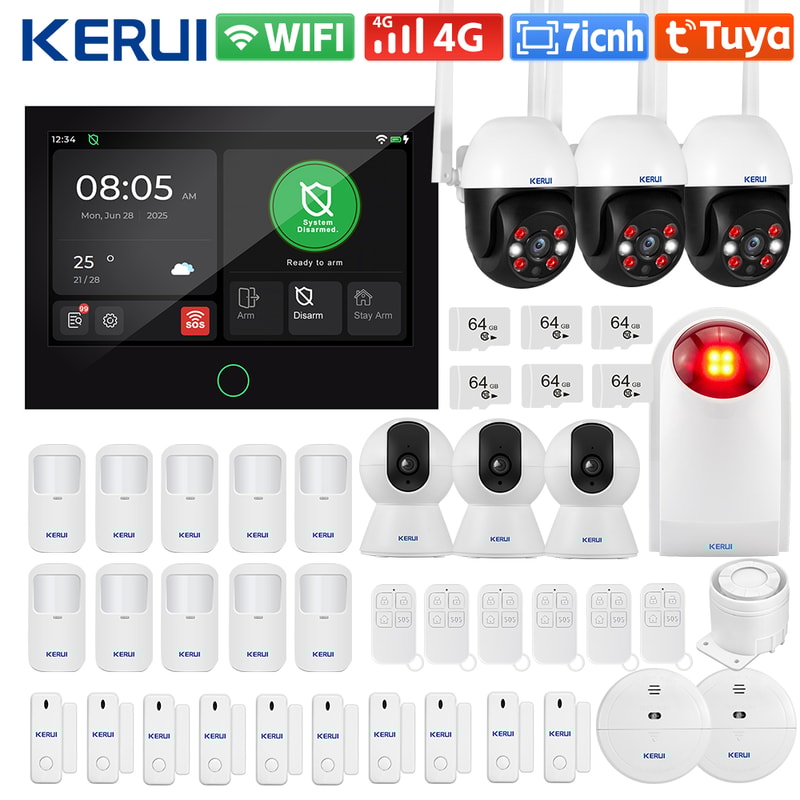 Tuya Smart WiFi 4G Home Alarm System With Inch Touch Panel FSK ASK Security 4