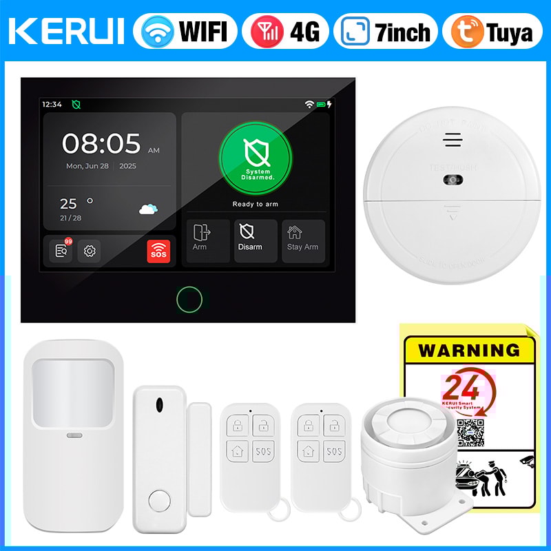 Touch Screen Security System WiFi Burglary Protection Tuya Smart Home Alarm For House Apartment 4