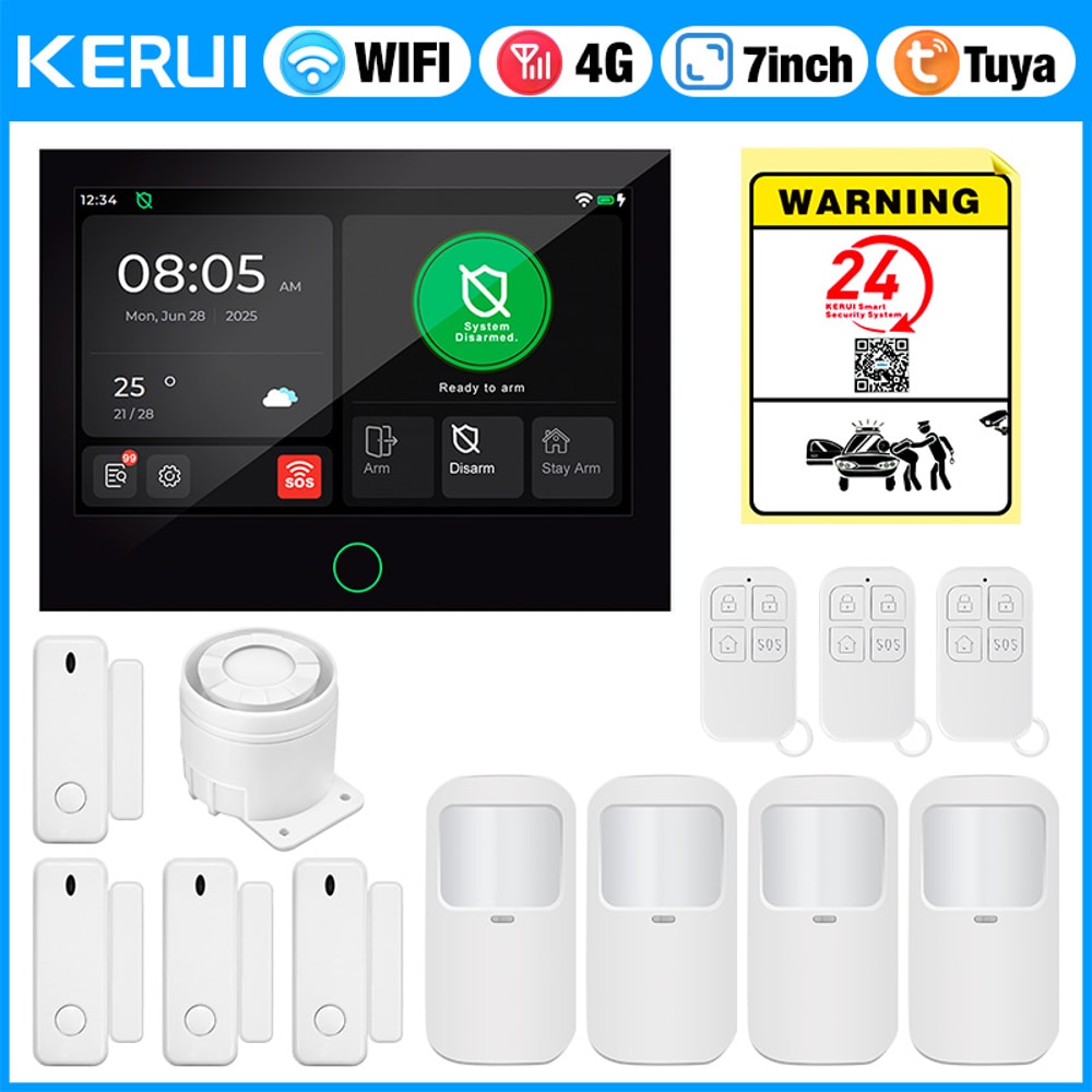 Touch Screen Security System WiFi Burglary Protection Tuya Smart Home Alarm For House Apartment 8
