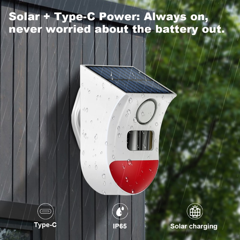 Waterproof Solar PIR Sensor Alarm Tuya APP WiFi Outdoor Wireless Siren Burglar Security Strobe Sire 0