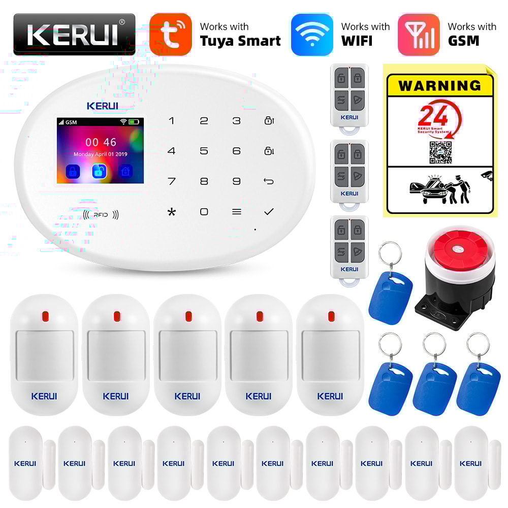 Wireless GSM Alarm System For Home Security 433MHz WiFi Tuya Smart Control Motion Detection Sensor 8