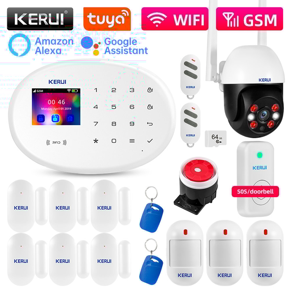 WIFI GSM Alarm System Kit Motion Detector Tuya Smart Remote Control Door Sensor For Home Security A