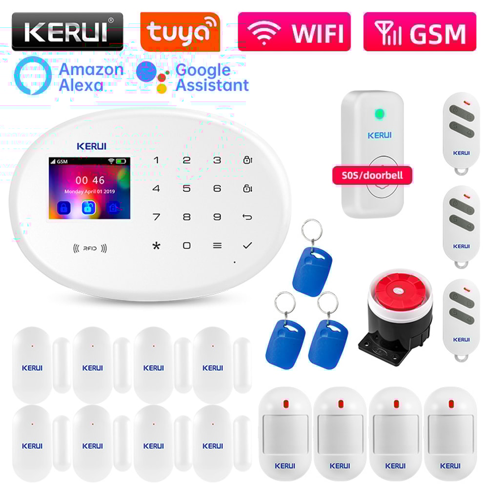 WIFI GSM Alarm System Kit Motion Detector Tuya Smart Remote Control Door Sensor For Home Security A