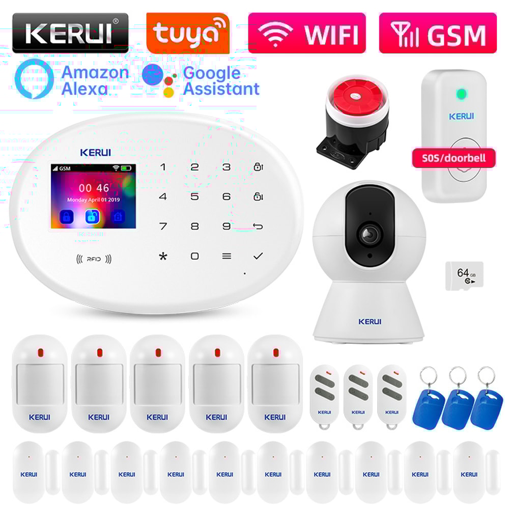 WIFI GSM Alarm System Kit Motion Detector Tuya Smart Remote Control Door Sensor For Home Security A