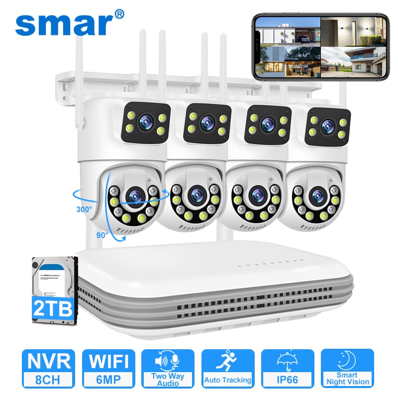 Smart Wireless CCTV System WiFi Dual Lens Security Video Surveillance With Audio 1