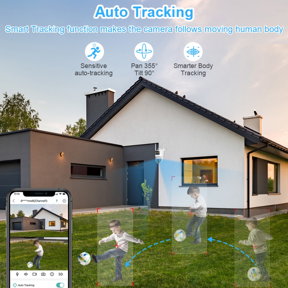 Smart Wireless CCTV System WiFi Dual Lens Security Video Surveillance With Audio 3