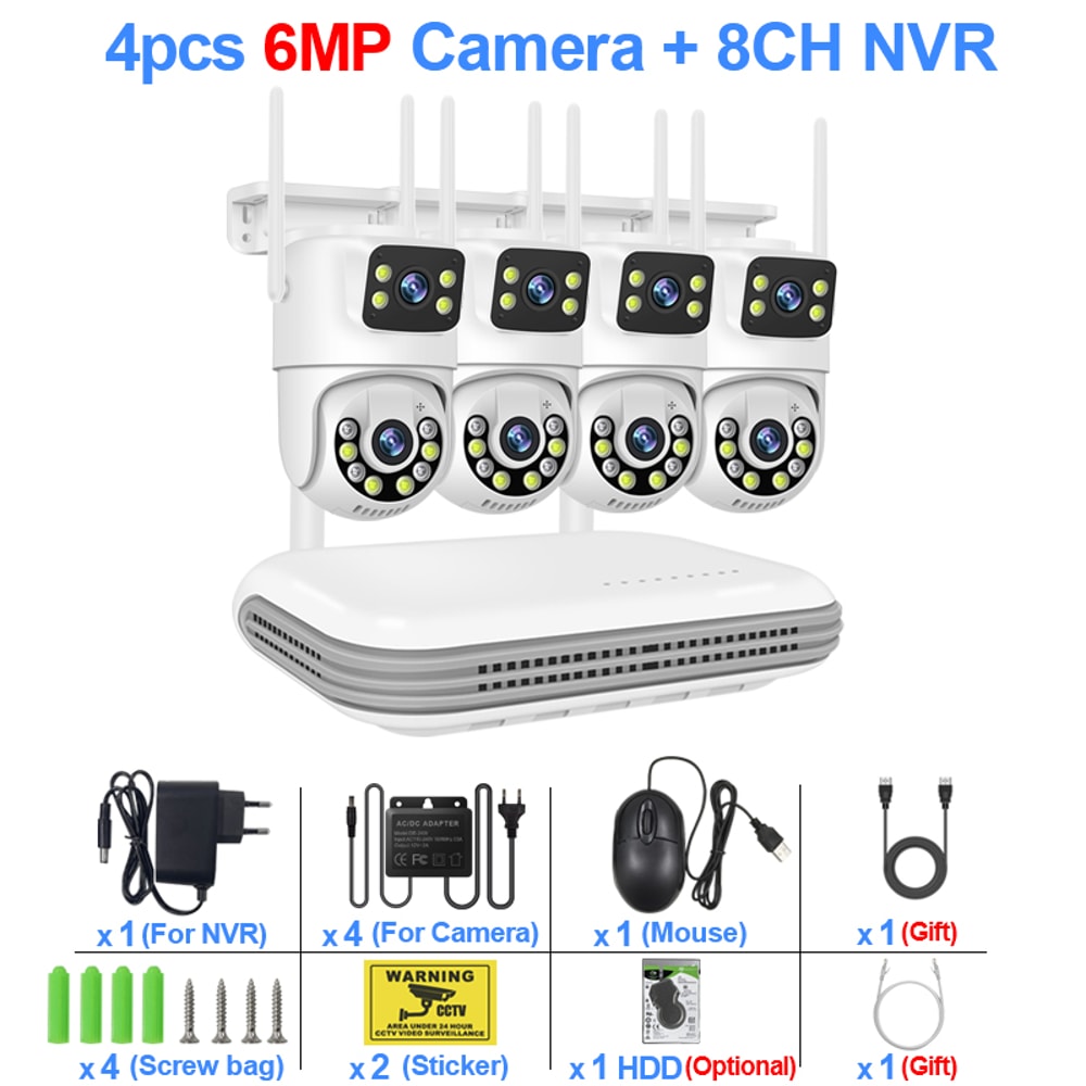 Smart Wireless CCTV System WiFi Dual Lens Security Video Surveillance With Audio 6