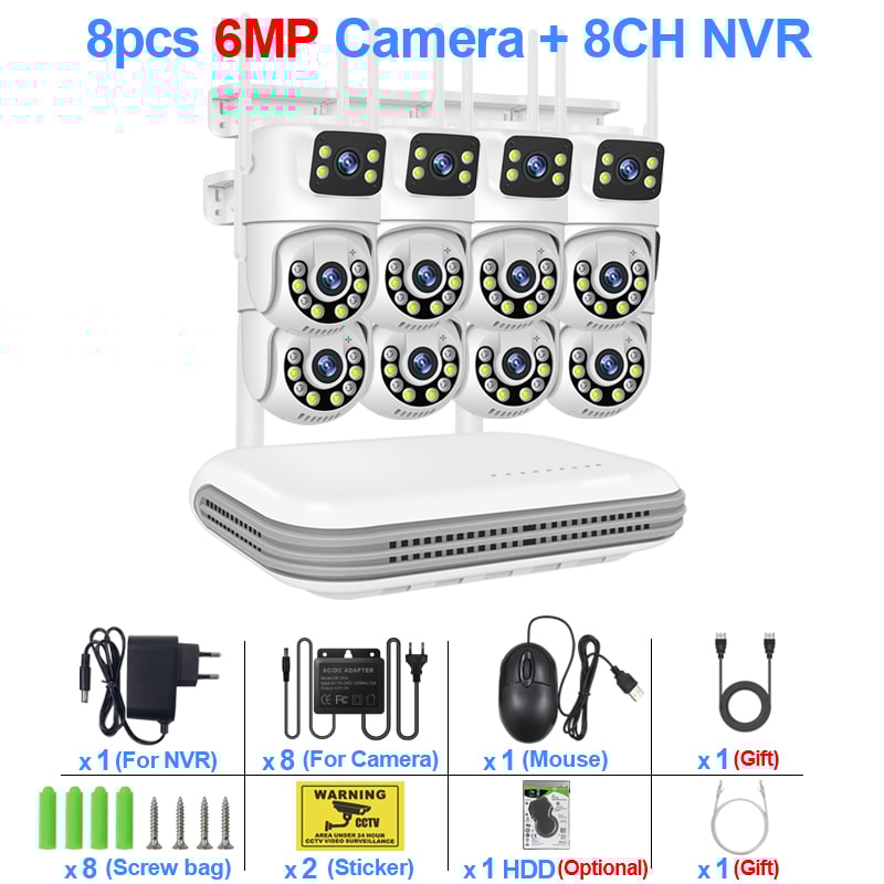 Smart Wireless CCTV System WiFi Dual Lens Security Video Surveillance With Audio 10