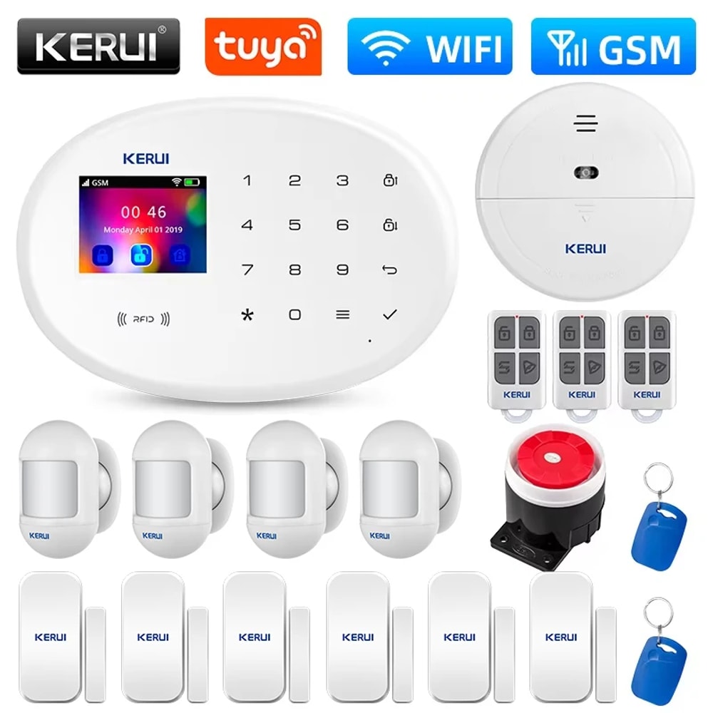 WIFI GSM Home Security Protection Alarm System Kit Tuya Smart Alexa Support Motion Detector 1