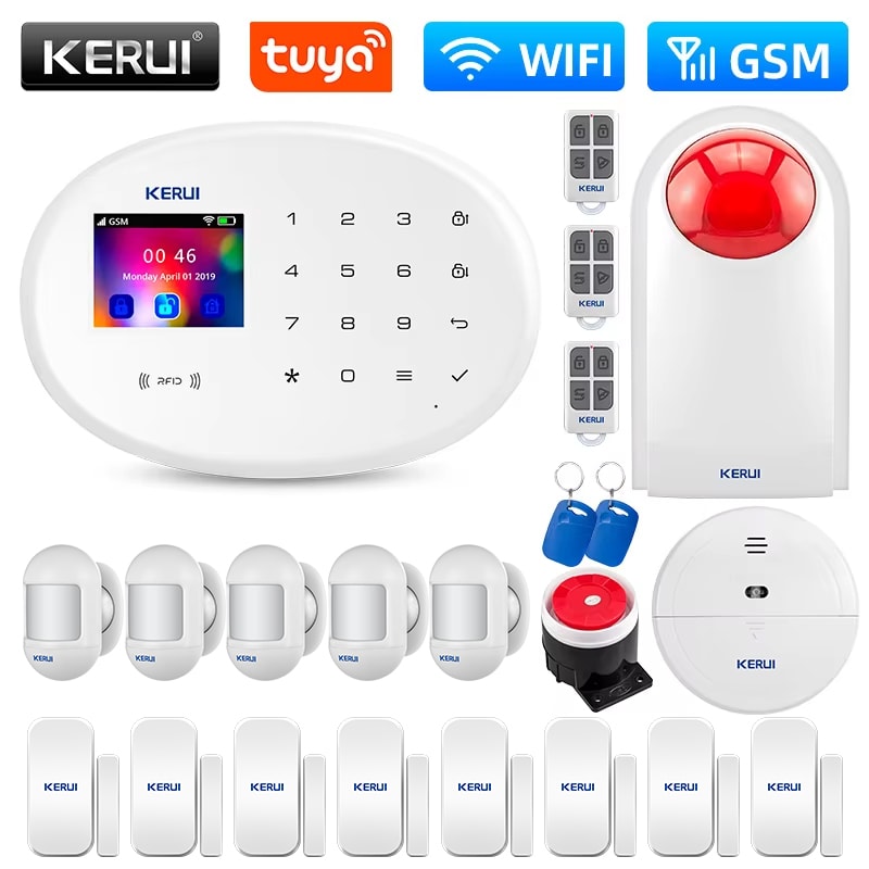 WIFI GSM Home Security Protection Alarm System Kit Tuya Smart Alexa Support Motion Detector 8