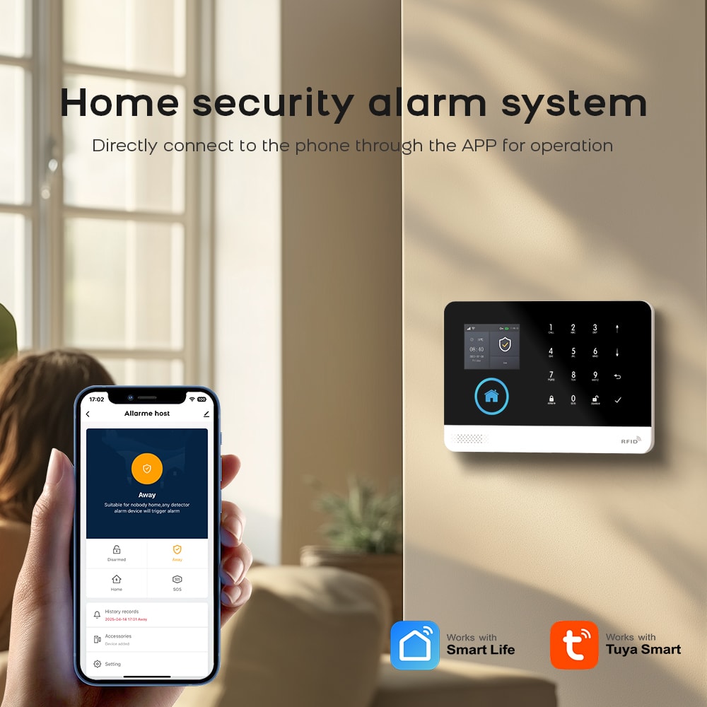 PGST WiFi GSM 2G Tuya Smart Life Home Alarm Security System Kit Alexa Automation Alarm Security Pro