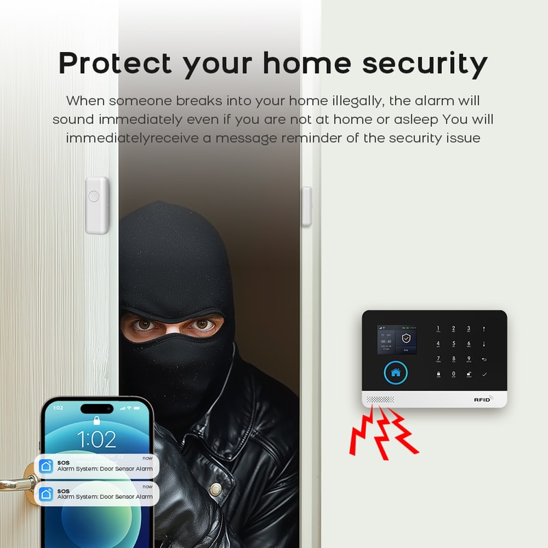 PGST WiFi GSM 2G Tuya Smart Life Home Alarm Security System Kit Alexa Automation Alarm Security Pro