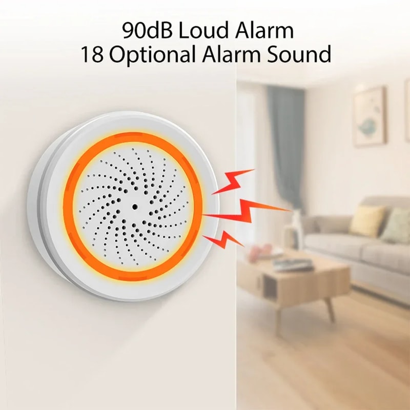 Smart Siren Alarm 90dB Sound Light Home Security Compatible With Zigbee 30 Tuya ZigBee Hub 4