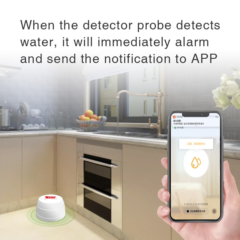 Smart Life APP WiFi Water Leak Detector Flood Sensor With Remote Monitoring Tuya Overflow Security 2