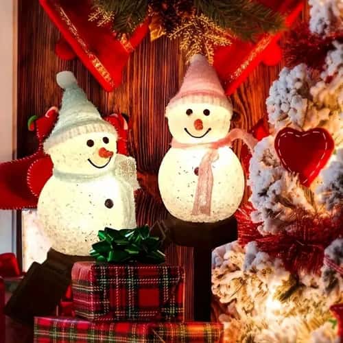 Solar Christmas Snowman Light, Lawn Garden Decorative Light for Outdoor Courtyard, Plug-in Landscape Garden Lighting