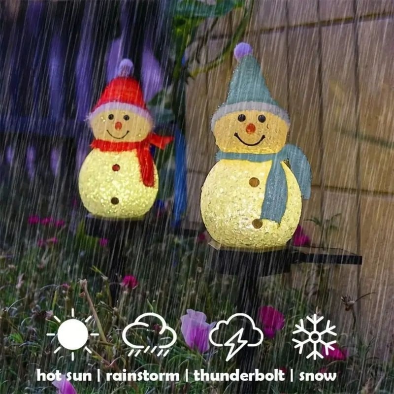Solar Christmas Snowman Light Lawn Garden Decorative Light For Outdoor Courtyard Plugin Landscape G 3