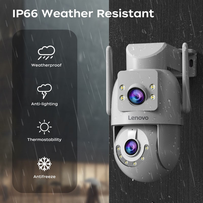 WiFi Outdoor Dual Lens Camera, WiFi Surveillance, PTZ Auto Tracking, ONVIF Security CCTV Camera with Audio Video Feat