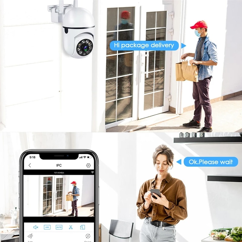 Wireless Security Camera Outdoor Wifi IP Camera With Zoom AI Human Tracking Twoway Audio 2