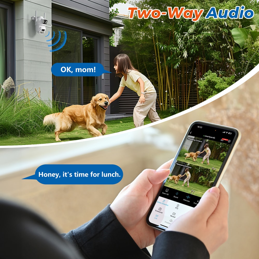 Outdoor Auto Tracking PTZ Camera HZ Wifi 5X Digital Zoom UHD Night Vision 10MP CCTV IP Camera With