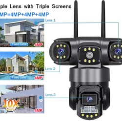outdoor pro wifi ip camera, triple lenses, waterproof cctv, security video monitor, night vision surveillance camera