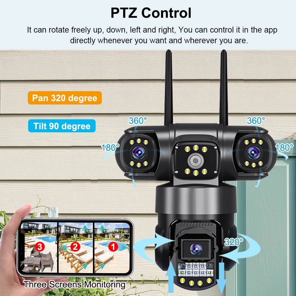 Outdoor Pro WiFi IP Camera Triple Lenses Waterproof CCTV Security Video Monitor Night Vision Survei 1