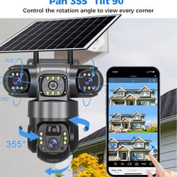 solar camera outdoor, triple lens with zoom, pir motion detection, cctv surveillance, smart alerts