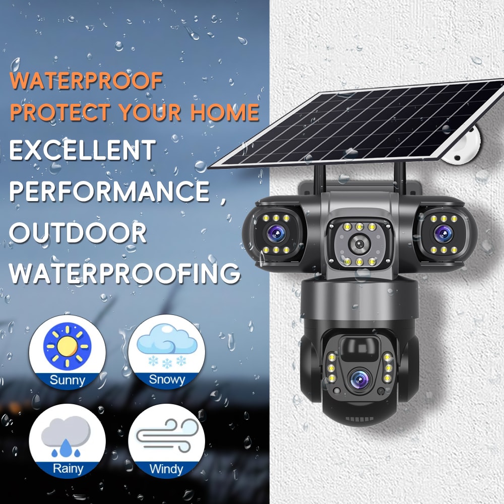 Solar Camera Outdoor Triple Lens With Zoom PIR Motion Detection CCTV Surveillance Smart Alerts 4