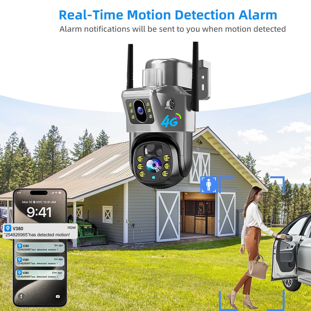 Outdoor Security Camera Dual Lens Auto Tracking 6K Night Vision PIR CCTV Protection For Safety 2