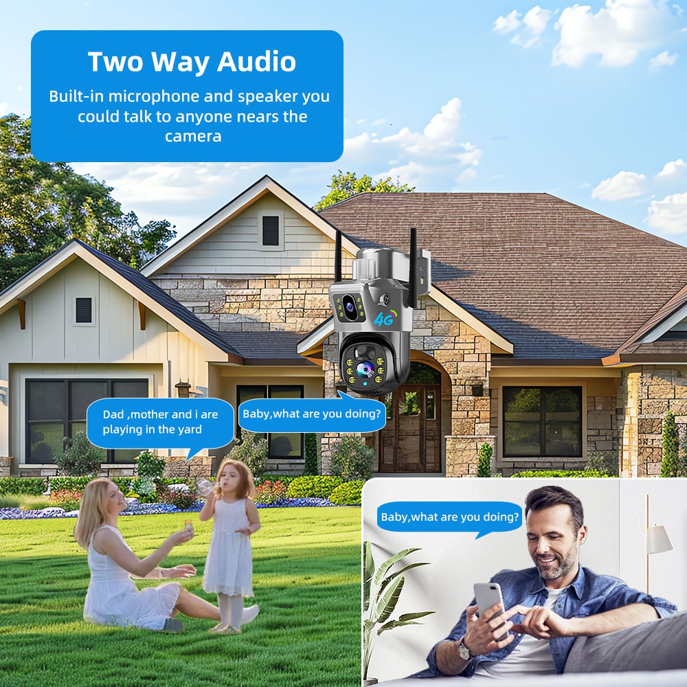 Outdoor Security Camera Dual Lens Auto Tracking 6K Night Vision PIR CCTV Protection For Safety 3