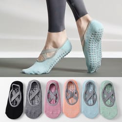 silicone anti-slip yoga socks, professional women ballet pilates, backless breathable bandage dance sports socks