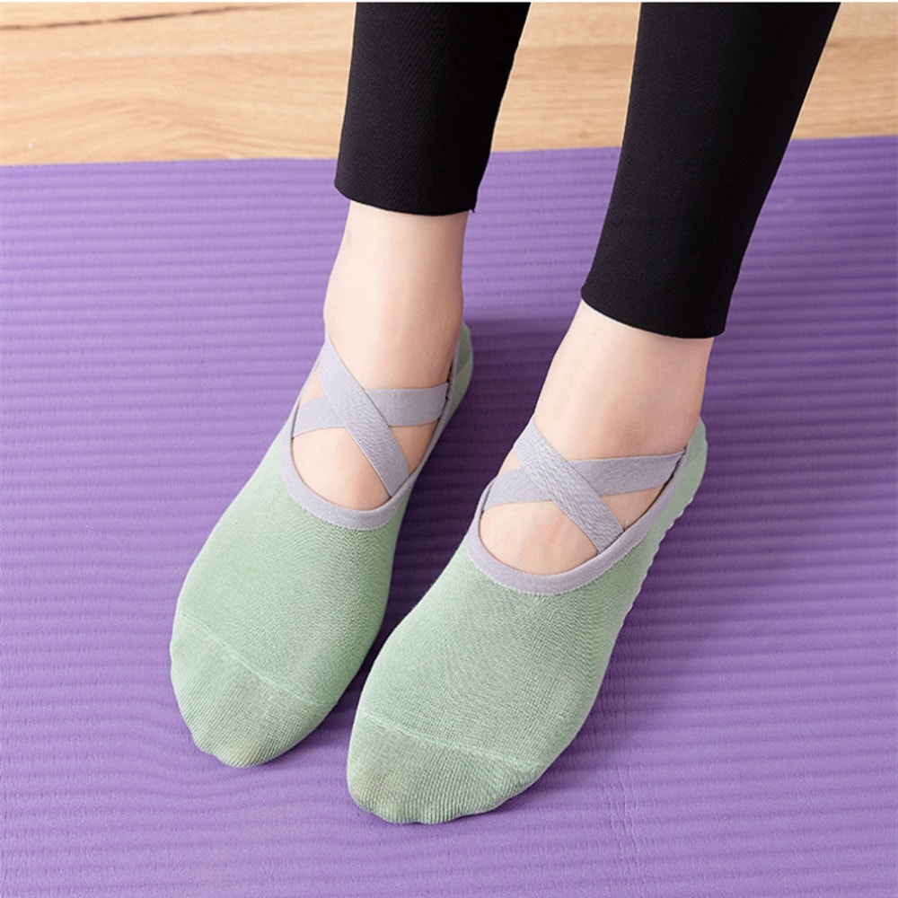 Silicone Antislip Yoga Socks Professional Women Ballet Pilates Backless Breathable Bandage Dance Sp 2