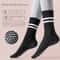 Women's Yoga Socks, Anti-Slip Pilates Socks, Skipping Rope Sports Socks, Double Bar Mid Leg Socks for Indoor Workouts