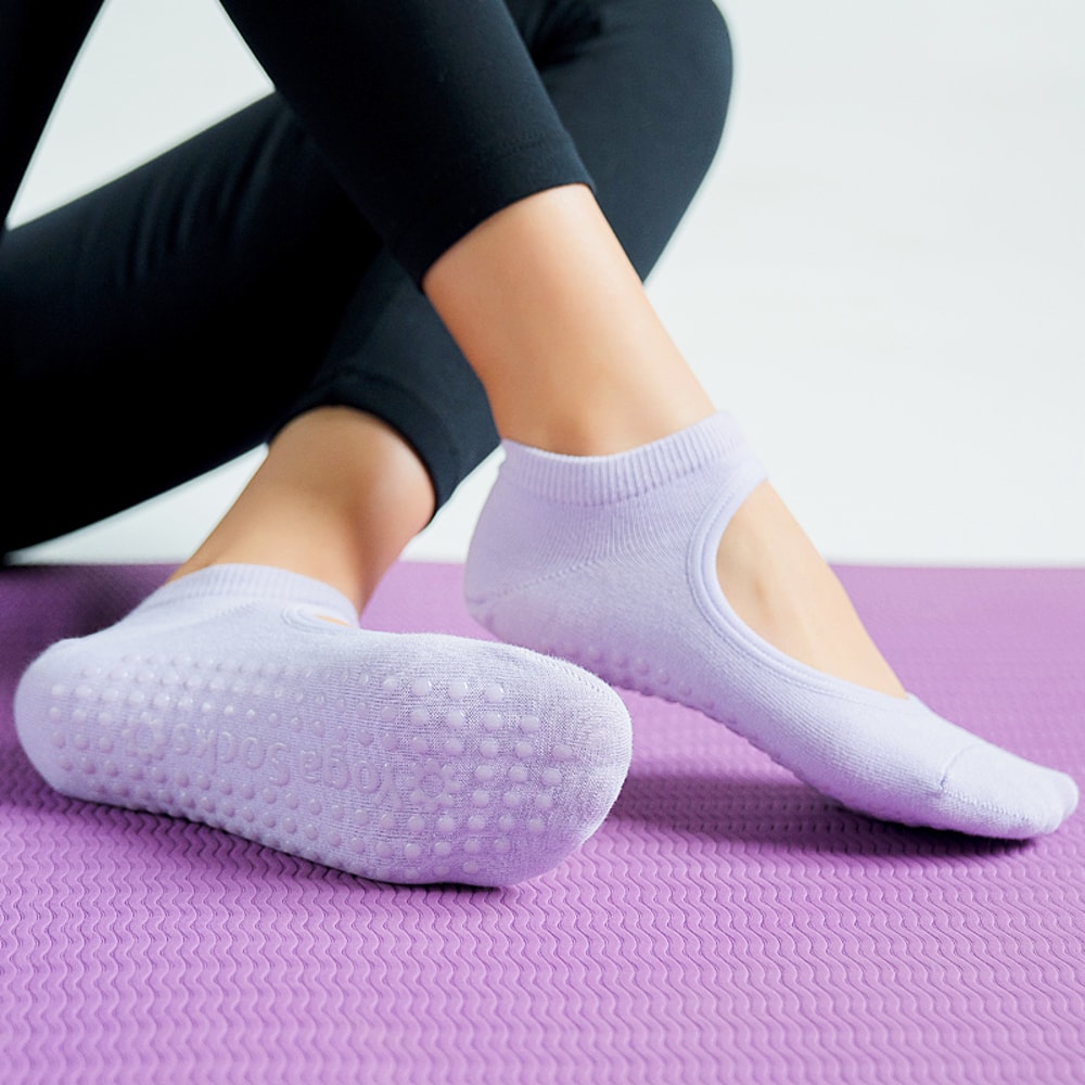 AntiSlip Breathable Pilates Socks For Women Backless Yoga Socks Customized Ankle Ballet Dance Sport 2