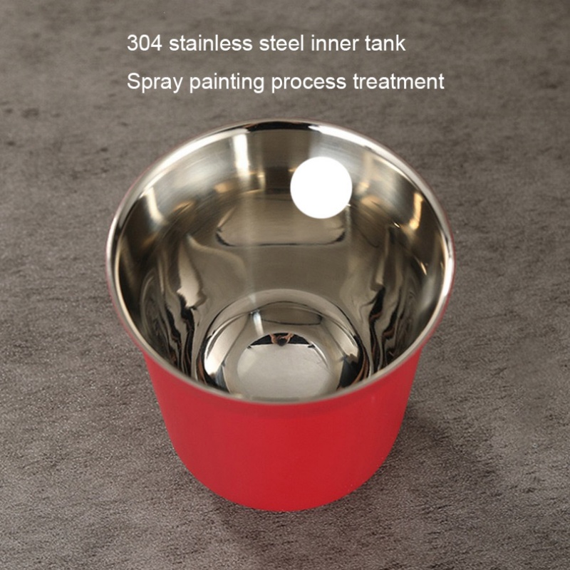 Solid Color Water Cup Summer New Simple Flat Bottom Cup Stainless Steel Doublelayer Tank Capsule Co 5